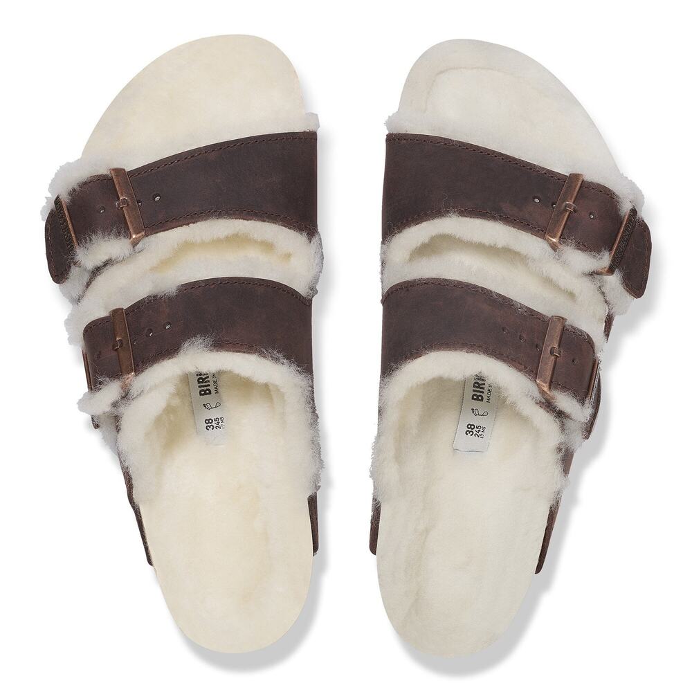 Birkenstock Arizona Shearling Sandal Habana Waxy Leather Oiled EU 42 US 9-95